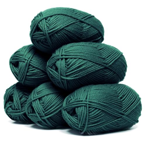 100% Superwash Wool Yarn 6 Skeins 300g DK Weight Knitting Crochet Green | Sourced from Peru for breathable warmth and 654yd total length per 300g pack ideal for soft baby garments hats and sweaters - color: Green