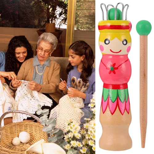 French Knitter Knitting Spool Wood Knitting Tool Wood Yarn Knitting Doll Maker Carfts Wooden Knitter with Needle | Wood Knitting Tool, Includes Needle, Works with Wool, Cotton, Silk and Synthetic Yarn, for Beginners