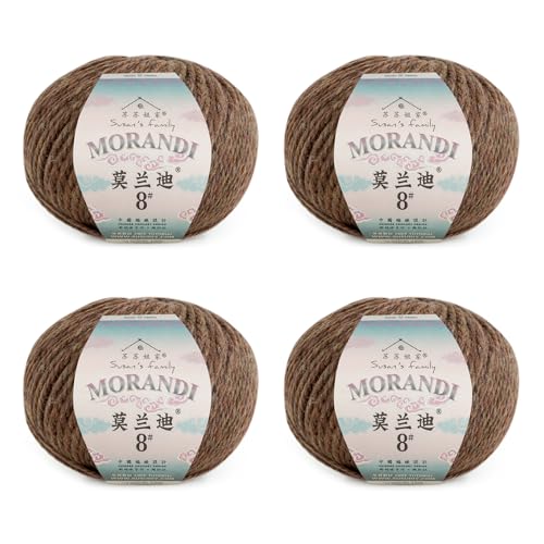 Susan's Family Molandi #8 100Merino Wool Yarn, 4x50g/82yds - Toffee | 100% wool yarn, Bulky weight, skin-soft, comfort, warm, breathable, crochet/knit garment, blanket, shawl, scarf, bag - color: 06#Toffee