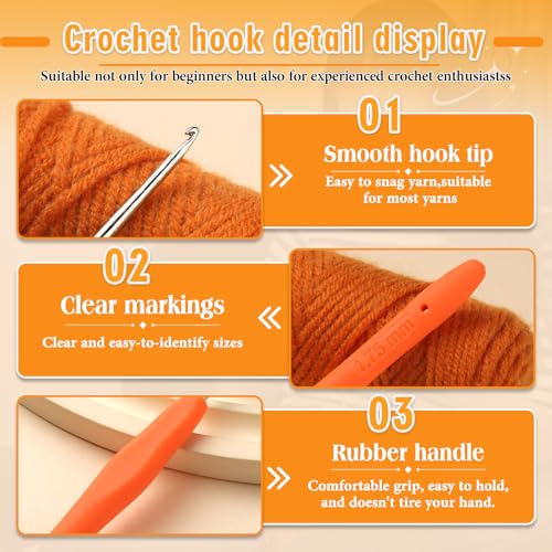 SHWAKK Small Crochet Hook, 1.75 mm Lace Ergonomic Crochet Hook | Tiny Crochet Needles for Arthritic Hands, Knitting Needles with Soft Handle Beginners and Experienced Hobbyists(1.75 mm) - size: 1.75mm