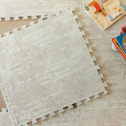 Little Landings Baby Play Mat for Floor - Sandstone (6x8ft) - Interlocking EVA Foam Play Mat Tiles for Babies & Toddlers, Non-Toxic Playmat for Tummy Time, Crawling & Playroom - Rug-Look Design - color: Sandstone - Beige, size: 6x8 ft