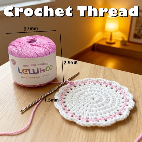 Crochet Thread, Size 10 Mercerized Cotton Lace Yarn Set | 8 Pearl 50g Balls Yarn for Hand Knitting - color: multicolor 1
