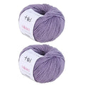 Fine Weight Knitted and Crocheted Cotton Yarn, 100% Long Staple Cotton Yarn, Baby Sports, 2 Packages of 100g/3.52oz (Per Skein 50g/162yards)-Twilight Purple - color: PM19-Twilight Purple
