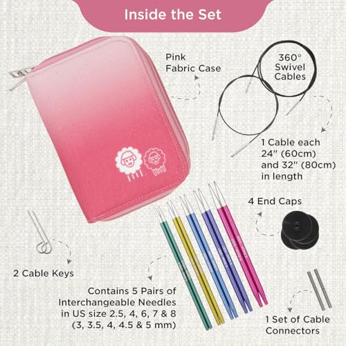 KnitPro Zing Starter Interchangeable Needle Set 5" (13cm) | 5 US Sizes (2.5 to 8) - size: Starter