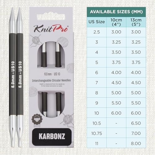KnitPro Karbonz Interchangeable Circular Needle 5" (13cm)|US Size 10 (6mm) - size: US 10 (6mm)