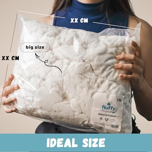 Fluffy Cotton Stuffing 1 lb, Soft Fill for Crafts, Pillows & Toys | Soft cotton stuffing 1 lb ideal for pillows, plush toys, cushions, sewing projects, crafts and DIY home décor creations.