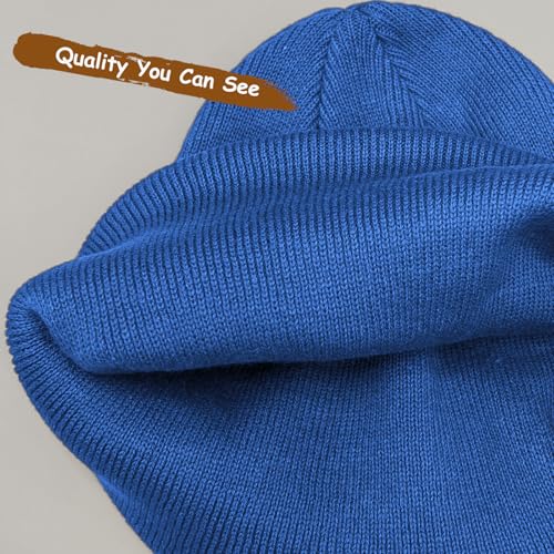 100% Cotton Beanie Hat Winter Hats Women Men Warm Knit Beanies | Double Layer Warmth ,Ultra-Soft Itch-Free Pure Cotton Knitted, Cuffed & Uncuffed Fisherman Slouchy Skull Cap for Womens Mens - color: 1pcs Blue