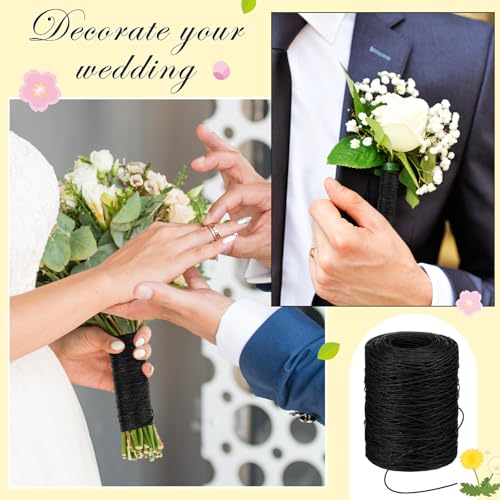 Syhood 673 Feet Floral Vine Bind Wire Rustic Craft Wire, Black | For DIY Craft Wrapping, Flower Bouquets Garland Arrangements, , Christmas Wreath Making - color: Black, size: 673 Feet
