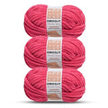 3 Pack of Rose Chunky Chenille Yarn for Crocheting, Soft Baby Blanket Yarn, Chunky Knit Blanket Crochet Yarn, #7 Super Bulky, 10.6oz/164 yds Fluffy Velvet Amigurumi Yarn - color: 3 Rose