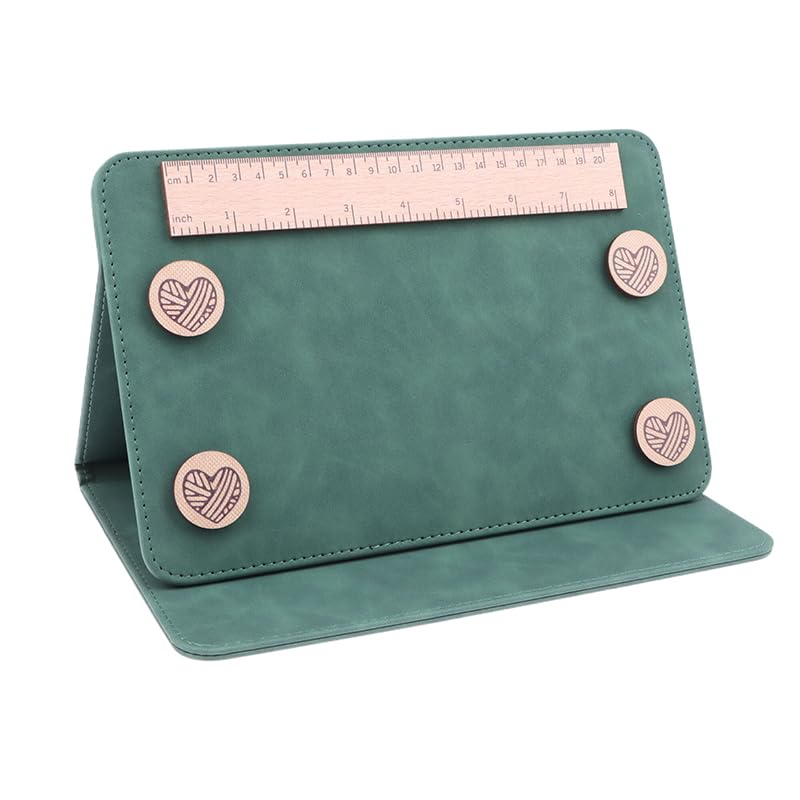 Cowenhey Pattern Holder, Knitting Chart Holder, Accessories Knitting Pattern Holder Foldable Knitting Chart Keeper with Ruler for for Fixed Crochet Pattern on Knitting Pattern Holder (Dark Green) - color: Dark green
