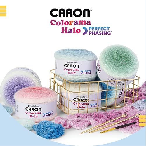 Caron Colorama Halo Cake Ombre Yarn for Crocheting, Rose Garden, 2-Pack | #5 Bulky Yarn, 71% Acrylic 18% Nylon 11% Polyester, Ombre Yarn Cake for Crochet & Knitting, 481 Yards, 227g/8oz per skein - color: ROSE GARDEN