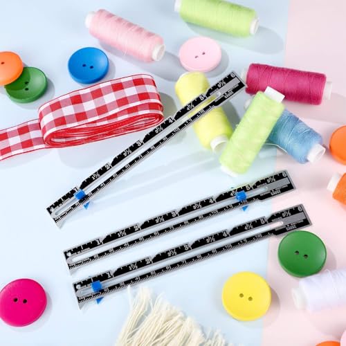 Sewing Ruler Measuring Tools, 12 PCS Sliding Gauge Steel Quilting Ruler, Knitting Crafting Sewing Beginner Training