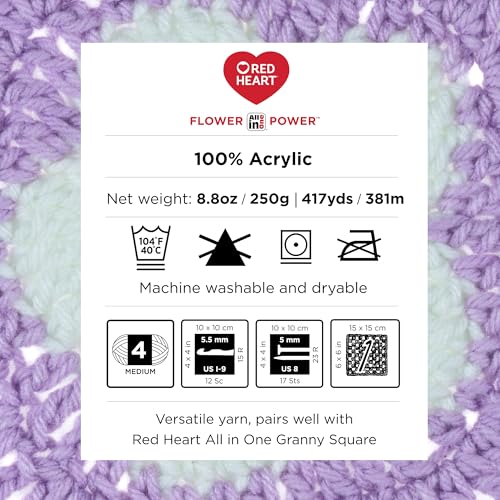 Red Heart All in One Flower Power Crochet Yarn, Come On Clover, 3-Pack | #4 Medium Worsted Weight 100% Acrylic Striping Yarn for Crochet and Knitting, Up to 12 Flower Motifs, 440 yards, 250g/8.8oz - color: Come On Clover