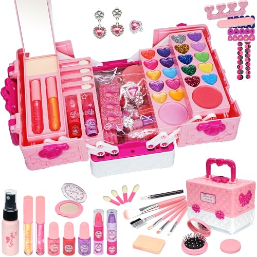 Kids Makeup Sets for Girls - 54 PCS Girl Toys, Washable Makeup for Kids 8-12, Maquillaje para Niñas, Play Makeup Set for Kid 3-5, Non Toxic Girls Makeup Sets, Princess Stuff Girl Birthday Gift(Pink) - style: Makeup-Palette-L-Pink