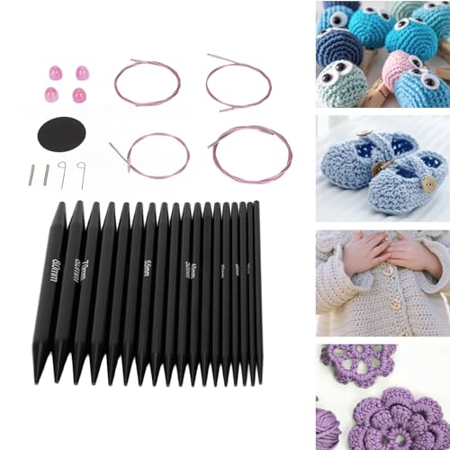 Interchangeable Knitting Needles, 4.5 Inch Circular Set | 9 Pairs Aluminum Crafting Tool, Storage Bag Included, Sweater Hat Scarf Maker, Smooth Joinery, Yarn Project Kit