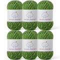 6 Pack of Skinny Chenille Yarn for Crocheting, Amigurumi Yarn&Baby Yarn for Crocheting Soft,10.58oz/656yds Fluffy Fingering Weight Velvet Yarn for DIY Crafts&Baby Blankets.(6 Army Green) - color: 6 Army Green