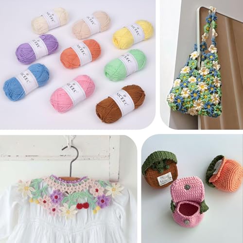 NICEEC 4 Skeins Soft Baby Cotton Yarn 352yds/7.04oz - Skin | Crochet & Knit, DIY Project Starter Kit，Handbag，Sun Hat，Shoes， Shopper Bag - color: Skin