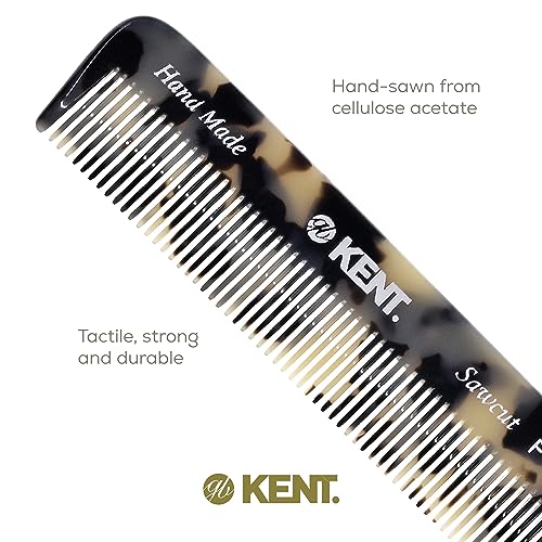 Kent FOT Tokyo White Fine Tooth Comb for Men - Handmade Pocket Comb for Travel, Styling, Fine or Thinning Hair, Mustache and Beard Care Handpolished Saw-Cut Made in England - color: White Tokyo, size: 1 Pack