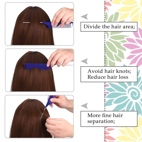 Patelai 30 Pcs Rat Tail Steel Combs Fine Tooth Bulk,Navy Blue | Long Steel Pin Pintail Bulk for Salon Hair Stylists ,Hair Teasing Fine Tooth Comb for Women,Teasing Detangling Tools - color: Navy Blue