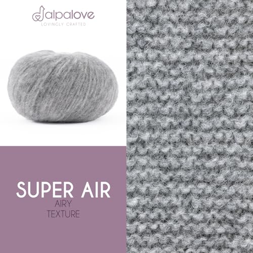 Super Air 4-Set Baby Alpaca - Soft and Fast Hand Knitting Yarn 7.05 oz/ 568 Yards - Natural Light Gray - color: NFA10 Light Gray