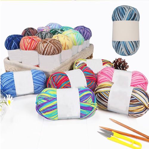 Threads for Knitting Yarn Crochet Yarn Rainbow for Crocheting Knitting Projects(Marine Blue) - color: Marine blue