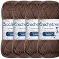 Mercerized Cotton Yarn – Fingering Weight 4-Ply, Each 1.76 oz (50g) / 136 yds (125 m), High-Gloss, Anti-Splitting, Fade-Resistant for Crochet & Knitting, Dark Coffee (Pack of 4) - color: Dark Coffee