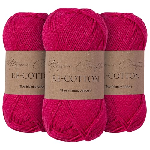 Re-Cotton Knitting Yarn 3X 100g / 3.52oz (Rose, 3 Pack) - color: Rose