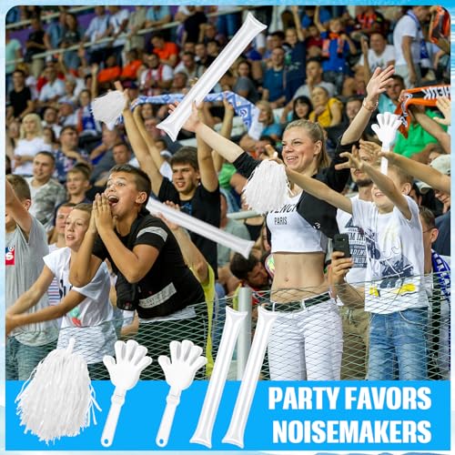 36 Pcs Cheerleading Pom Poms Thunder Sticks and Hand Clappers - color: white