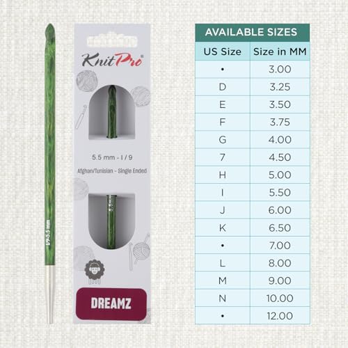 KnitPro Dreamz Afghan/Tunisian Crochet Hook | US Size I (5.5mm) - size: I (5.50 mm)