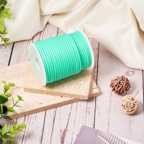 Beadthoven 3mm Hollow Pipe Rubber Tube Cords, 27Yards Barber Cord for Knitting Stitch Holder, Tubing Rubber Cord with Spool for Bracelet Jewelry Making DIY Crafts 1.5mm Hole - Aquamarine - color: Aquamarine, size: 3mm