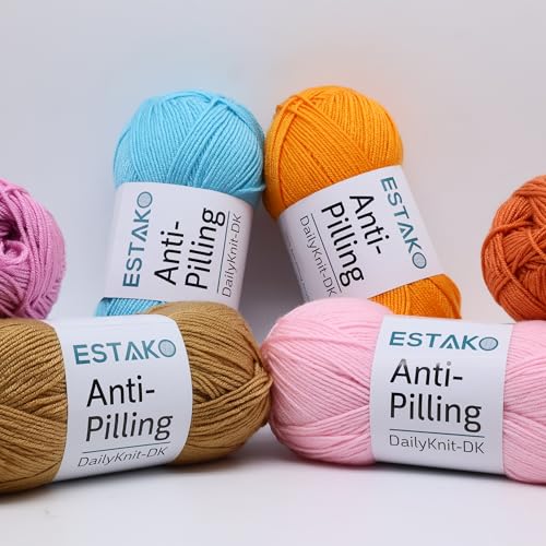 Estako DailyKnit-DK Anti-Pilling Acrylic Yarn, DK Weight 3, Milky Brown | soft, crocheting projects, lightweight, 100 g, 273 yds, baby blankets, amigurumi, machine washable - color: 80073 - Milky Brown, size: Pack Of One