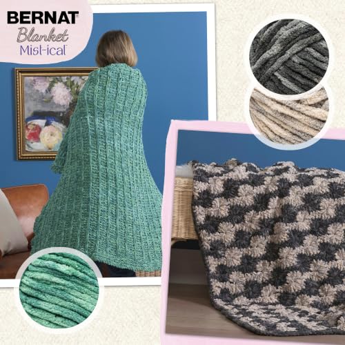 Bernat Blanket Mist-ical Crochet Soft Chenille Yarn, Phlox, 2-Pack | #6 Super Bulky Yarn, 100% Polyester, Soft Crochet Yarn for Blankets, Sweaters & Amigurumi, 220yds, 300g/10.5oz per skein - color: Phlox