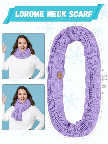 LOROME Winter Beanie Hat Scarf Gloves, Warm Fleece Knit Neck Scarf Set Gift | Hats Gloves Scarf Set, Touchscreen Gloves, Universal Size Neck Scarf Set Winter Gifts for Unisex Adult Winter Wear - color: Violet