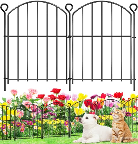 Decorative Garden Fence 17in (H) x20ft (L),Arched Rustproof Metal No Dig | Small Fence for Dogs & Rabbit,Ornamental Animal Barrier for Flower Beds,Border Panels Fencing for Yard & Patio Outdoor Decor - size: 20 Panels-17in(H) x 20ft(L) without Gate