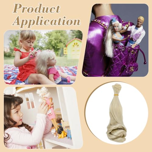 6 Pcs Doll Wig 200mm Doll Curly Wigs Long Hair Extension Gold Color for Doll Making Kit Arts Supplies DIY Handmade Crafts - style: Pale Coldenrod Curly