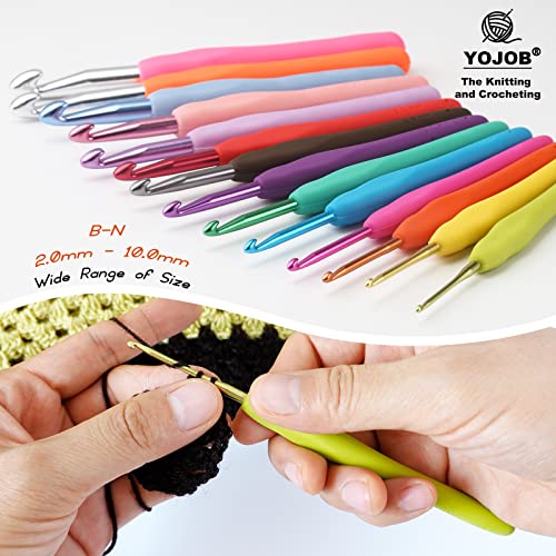 YOJOB 2-Pack Small Size 1.5mm, 1.75mm Crochet Hooks, Ergonomic Crochet Hook | Super Smooth Knitting Needles with Soft Rubber for Beginner and Advanced (1.5mm, 1.75mm) - size: 1.5mm, 1.75mm