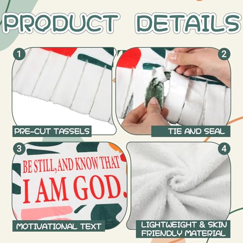 Chumia 2 Pcs/1 Set Christian Tie Blankets Craft Kit 57 x 57 Inch Religious DIY No Sew Bible Fleece Blanket No Sew Fabric Be Still and Know that I Am God Tie Knot Throw Craft Gift for Adult Women - style: Be Still,And Konw That I Am God
