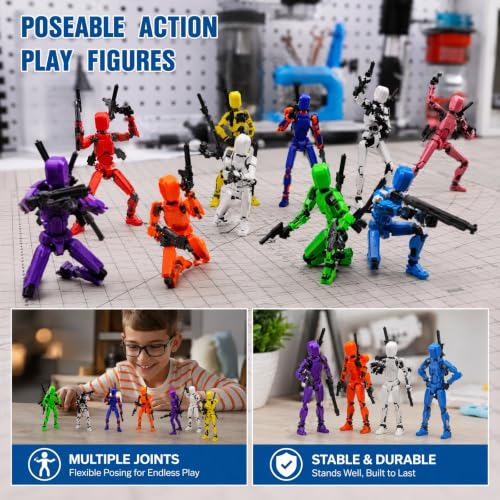 3D Printed Figure 5.54-inch Dummy13 with Weapon Expansion Set. (Black+Yellow) - color: Black+yellow