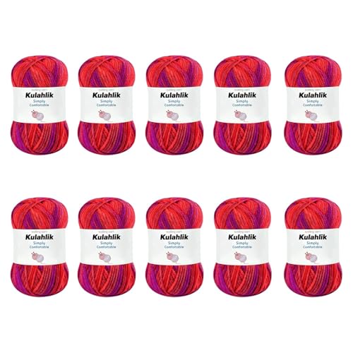 500g(10x50g) Acrylic Yarn for Crocheting and Knitting, Colorful Gradient Yarn Thread, 10 Rolls Skeins, Multicolor Hilo Acrílico, Perfect for DIY Crafts Project-16