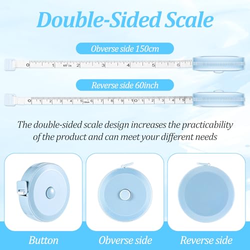 50 Pcs Tape Measure Retractable Measuring Tape Soft Small Measurement Mini Sewing Fabric Measurer Flexible Pocket Cloth Fabric Measurement Digital for Body (60 Inch)
