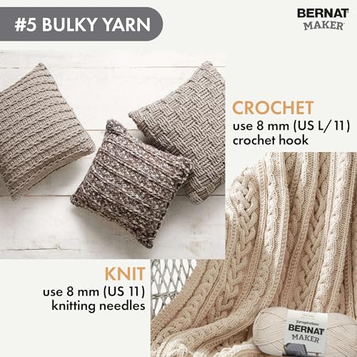 Bernat Maker Lichen Yarn of 250g/8.8oz - 72% Cotton 28% Nylon - #5 Bulky - 290m/317Yards - for Knitting, Crochet and Amigurumi (Pack of 24) - color: Lichen, size: 24 Pack