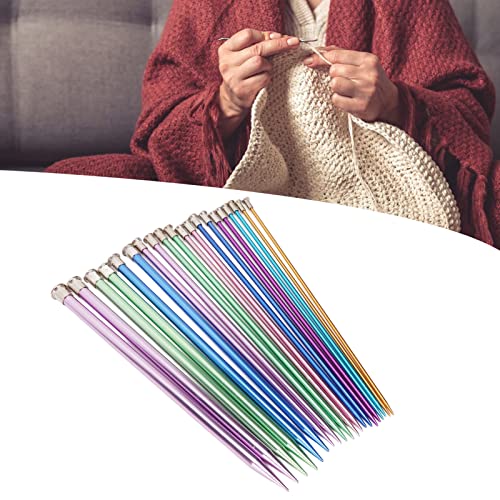 Fayelume 20PCS Aluminum Ultra Light Straight Knitting Needles Set, 10 Sizes 3 mm - 10 mm