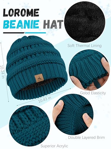 LOROME Winter Beanie Hat Scarf Gloves, Warm Fleece Knit Neck Scarf Set Gift | Hats Gloves Scarf Set, Touchscreen Gloves, Universal Size Neck Scarf Set Winter Gifts for Unisex Adult Winter Wear - color: Blue