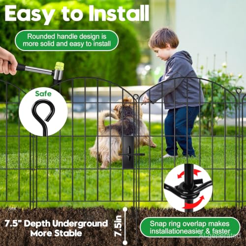 Decorative Garden Fence with gate 24in (H) x16ft (L),Arched Metal No Dig | Small Fence for Dogs & Rabbit,Ornamental Animal Barrier for Flower Beds,Border Panels Fencing for Yard & Patio Outdoor Decor - size: 10 Panels-24in(H) x 16ft(L) with Gate
