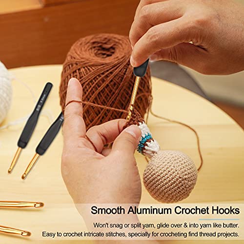 Coopay Black Gold Crochet Hooks, Soft Crochet Hook Set for Arthritic Hands | 2.0-6.0mm Crochet Needles Ergonomic Soft Grips Knitting Hook for Crochet Yarn Craft, Aluminum Crocheting for Knitter Gifts - color: Black Gold