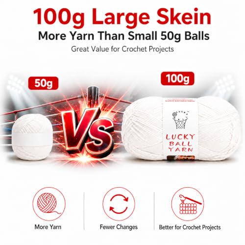 LUCKY BALL Milk Cotton Yarn, 100g / 240 yd 60% Cotton 40% Acrylic #2 Fine Sport Yarn, Soft Crochet & Knitting Yarn for Amigurumi Dolls, Baby Items, Flowers, Hats, Sweaters, Blankets(Light Blue) - color: 04-MC01