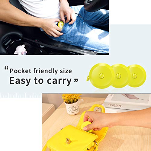 DiCUNO 3-Pack Soft Retractable Measuring Tape, 60-Inch 1.5 Meter, Yellow | Measuring Tape for Pocket, Body Tailor Sewing Craft Cloth, Medical Nursing, Tape Measure - color: Yellow*3pcs