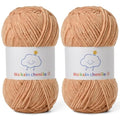 Skinny Chenille Yarn for Crocheting,Baby Yarn for Crocheting Soft,2 Pack 3.5 oz/218.7 yds Fingering Weight Velvet Yarn,Fluffy Amigurumi Yarn for Baby Blankets/Clothes&Crafts(2 Khaki) - color: [2 Khaki]