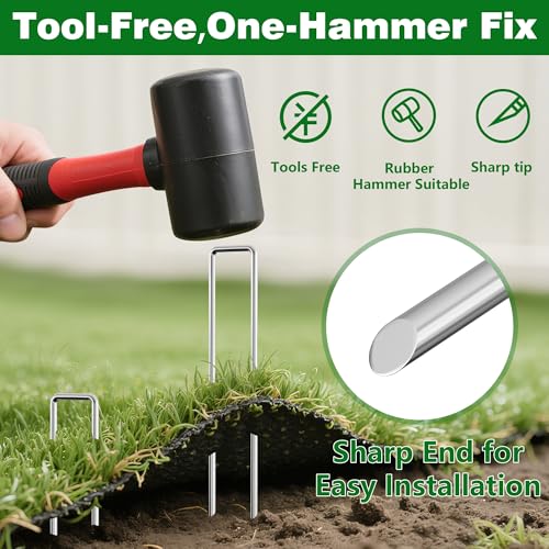 AMAGABELI 10 Inch 200 Pack Galvanized Landscape Staples 11 Gauge Anti-Rust Heavy Duty Garden Stakes Plant Cover Spikes U-Shaped Sod Pins Fence Stakes for Weed Barrier,Irrigation Tubing,Decoration - size: 10 Inch