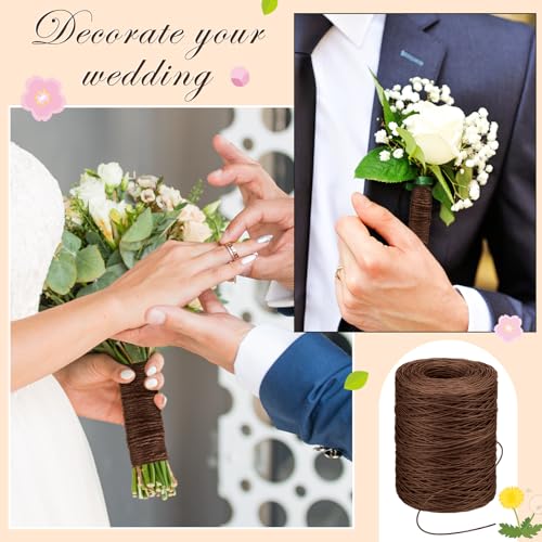 Syhood 1345 Feet Floral Vine Bind Wire Rustic Craft Wire, Brown | For DIY Craft Wrapping, Flower Bouquets Garland Arrangements, , Christmas Wreath Making - color: Brown, size: 1345 Feet